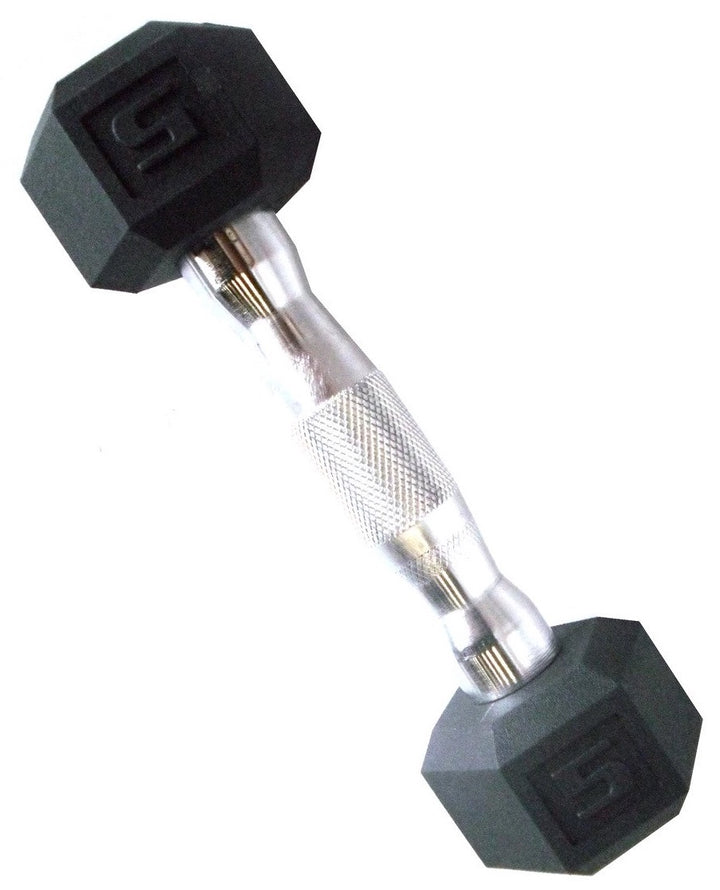 Rubber Coated Hex Dumbbell, Single 5 lbs